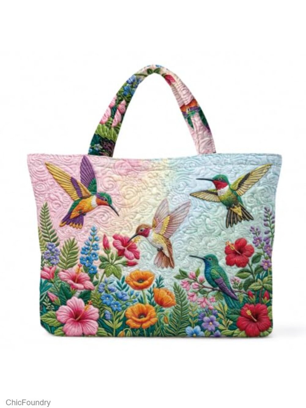 Large Quilted Cotton Tote Bag 21in Shoulder Handbag Travel Work
